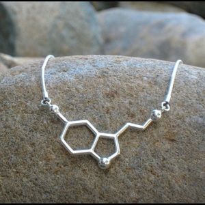 Silver Seratonin Molecule Necklace